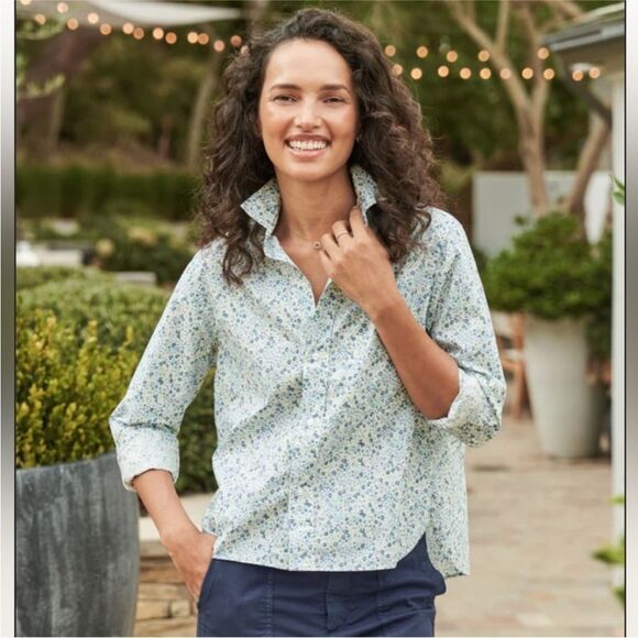 FRANK & EILEEN Silvio Liberty Woven Mini Blue Flowers NWT  $228 - Picture 4 of 5